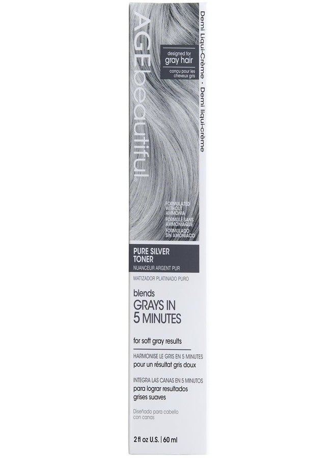 AGE beautiful Pure Silver Demi Liqui-Creme 5-Minute Toner | Blend & Enhance Gray Hair with Soft Gray Tones | Neutralize Yellow Tones | Professional Salon Color - Image 1